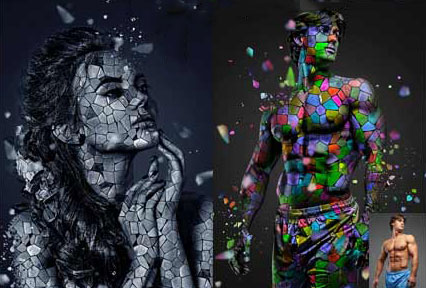 دانلود اکشن فتوشاپ تبدیل تصاویر به افکت موزاییک رنگی