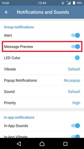 آموزش غیرفعال کردن Message Preview در تلگرام